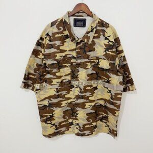 Vintage Marithe Francois Girbaud Camo Shirt Jacket Y2K Button Up Streetwear 3XL